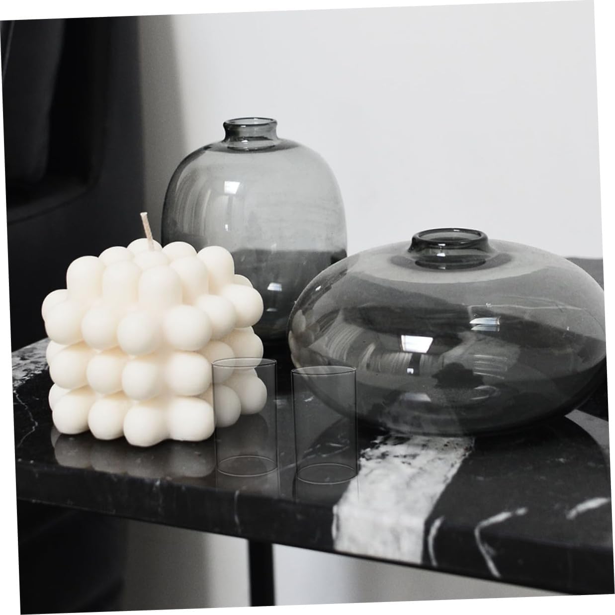 DOITOOL 2pcs Glass Candle Covers Decorative Candle Holders High Borosilicate Glass Chimney for Bedroom and Living Room