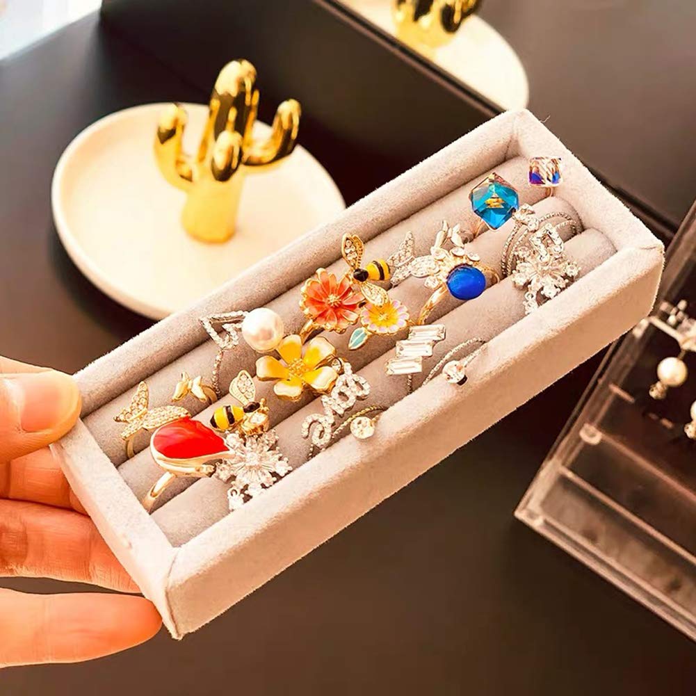 Caja de Almacenamiento de Joyas de acrílico, Expositor de Pendientes, Bandeja con cajón, para Anillos, Collares y Pulseras, a Prueba de Polvo.