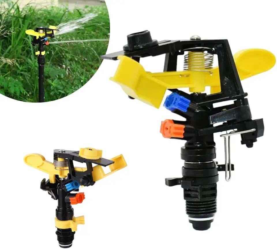 Aspersor Setorial De Impulso Irrigador Impacto Hortas Jardim Plantação Lavoura Ajustável Giratório Circulo Cheio