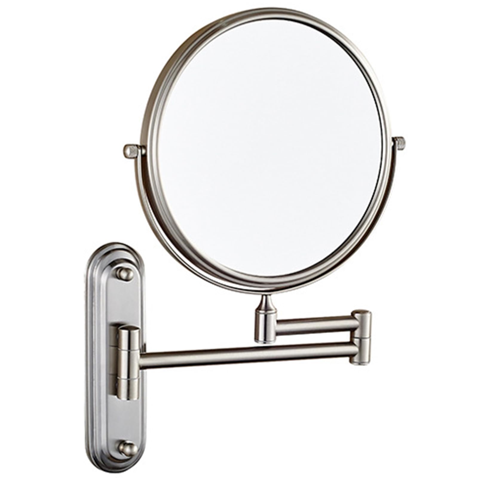 SXFSDOU Wall Mounted Makeup Mirror, Double Sided Magnifying Mirror 360 Swivel Shaving Extendable Vanity Mirrors for Bathroom,Brushed nickel,7X