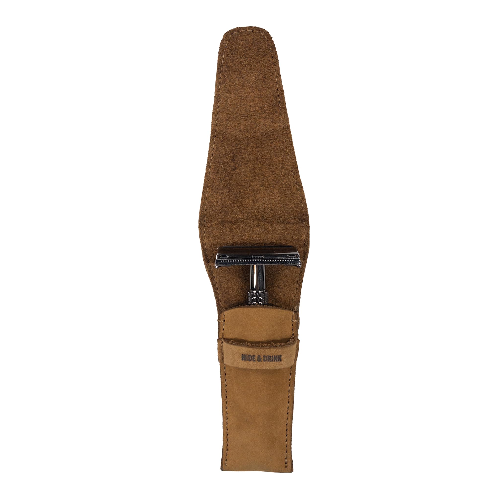 Hide & Drink, funda de cuero de seguridad para maquinilla de afeitar, accesorios de afeitado, esenciales para el cuidado personal, hecho a mano. Incluye 101 años de garantía: tabaco viejo