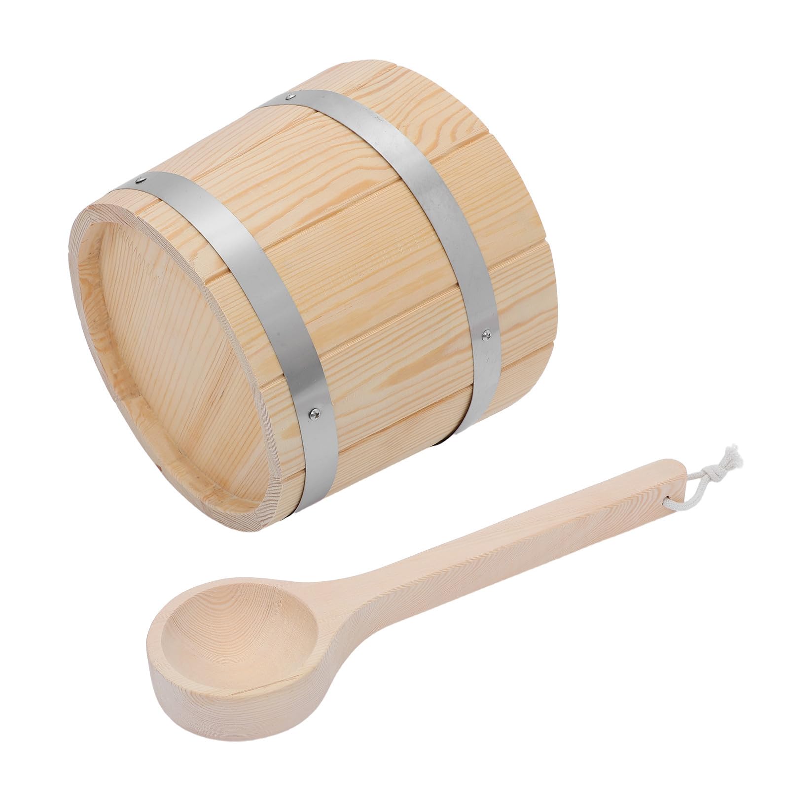Ciieeo Barril de Madera para Sauna 5l Asa y Cucharón