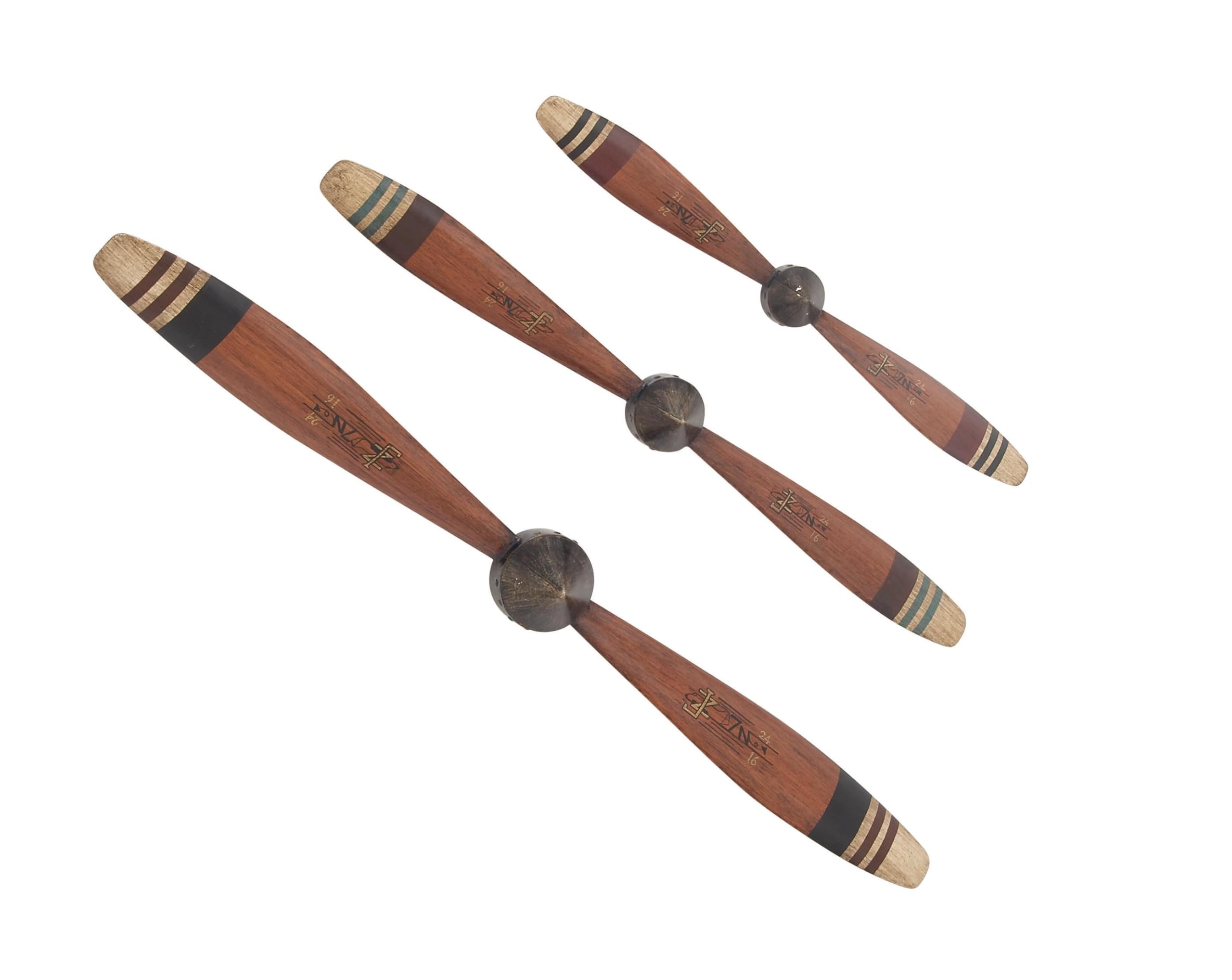 Deco 79Metal Airplane Propeller Home Wall Decor 2 Blade Wall Sculpture with Aviation Detailing, Set of 3 Wall Art 28", 36", 46" W, Red