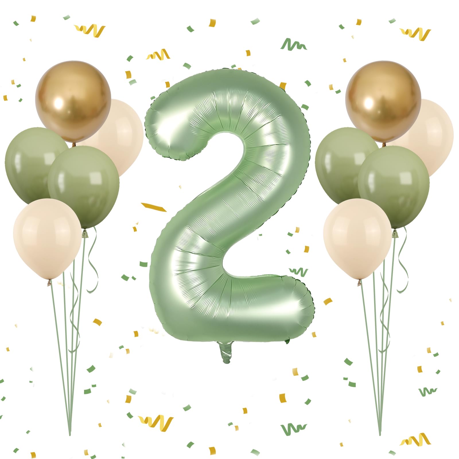 40 Inch Sage Green Number 2 Balloon, Olive Green 2nd