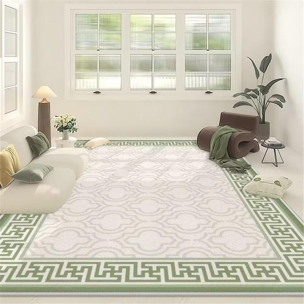 Tapis vert pâle géométrique vintage 200x300cm pour le salon