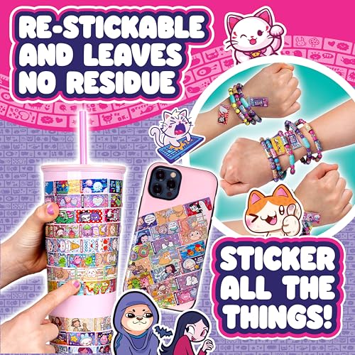 Image of STICKI Rolls Sticki Bands - The Original Wearable & Shareable Sticker Bracelet with 120 Mini Stickers, 2 Mystery Reveal Sticki Rolls, DIY Art & Craft Activity, Collectible Toy for Ages 5, 6, 7, and Up