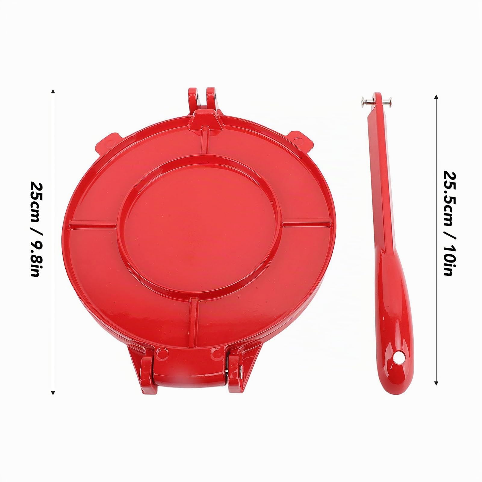 Presse à Tortilla en Fonte – Presse à Rotis Multifonctionnelle 9,8 X 10 Pouces, Presse à Tortilla à Farine, Machine à Quesadilla, Machine à Tacos (rouge)
