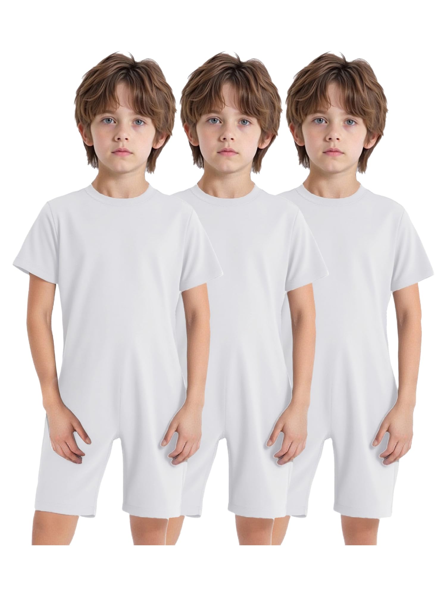 CHICTRY 3 Pezzi Body in Cotone a Manica Corta Ragazzo Pagliaccetto con Bottoni e Zip Tutina per Bambini con Esigenze Speciali Pigiama Sanitario Intero Estivo