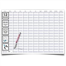 DIN A0 XXL Dauerkalender Projektplaner Geburtstagskalender 118,9 x 84,1 cm mit Marker – dauerhafter, wiederverwendbarer Jahresplaner groß & abwischbar, deutsche Sprache - von Gigatime