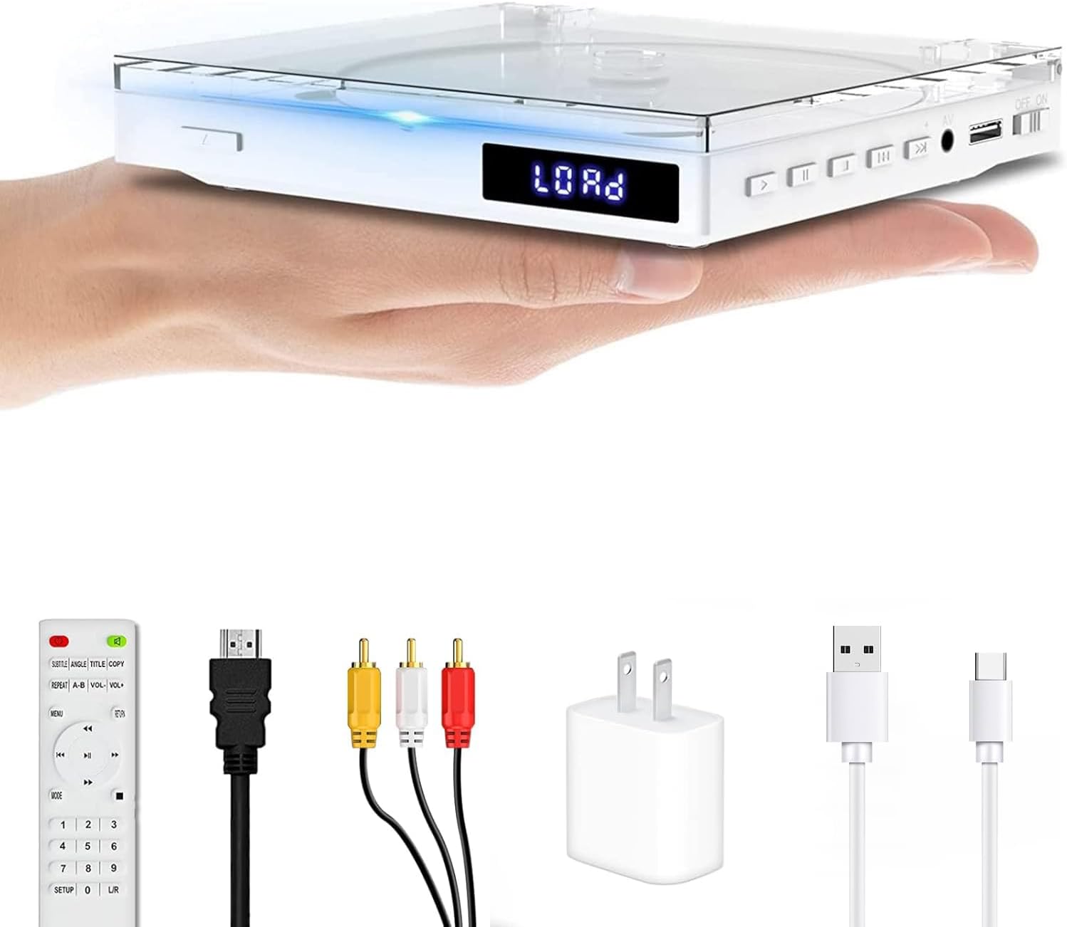 Mini DVD Players with USB Port, HDMI/RCA Output with Mini DVD Players for TV, Supports All Region NTSC/PAL up to 1080P, USB Input Design, Include Remote Control