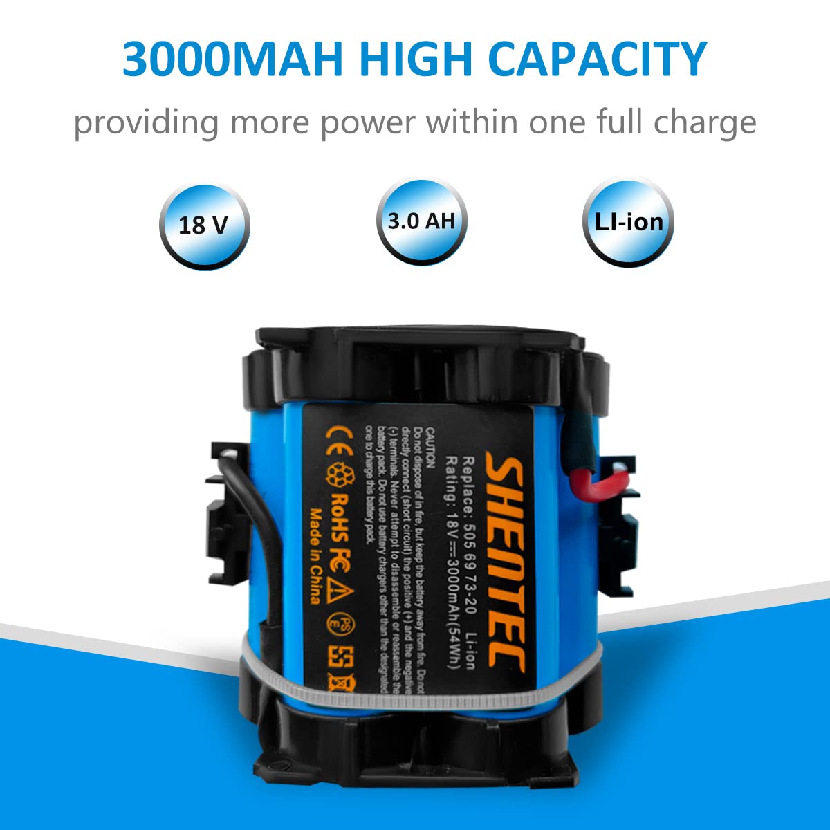 Shentec 18V 3000mAh Compatible con Gardena R80Li R75Li R70Li R50Li R45Li R40Li R38Li 105 305 308 308x Husqvarna Cortacésped Automático 105