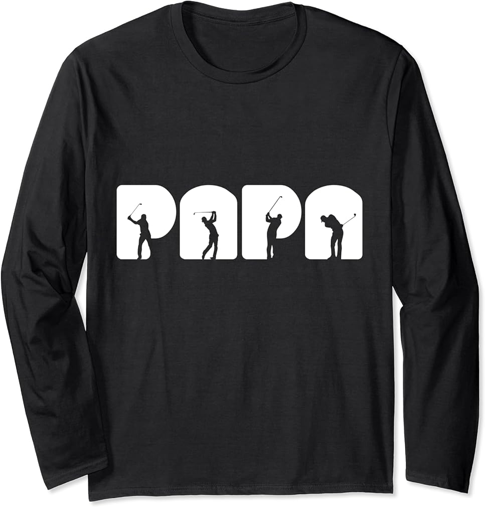 Papa Long Sleeve Golf T-Shirt for Men Christmas Gift for Dad