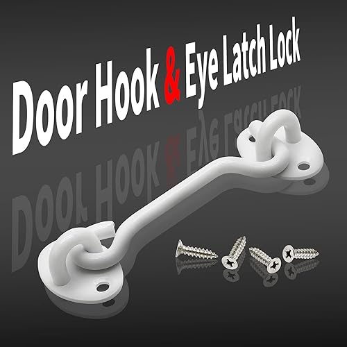 Miniatura 2 de Kyuionty - Lote de 2 ganchos de privacidad y cierre de ojo de 3.9in, cierre de puerta de granero de acero inoxidable, cierre sólido para puerta