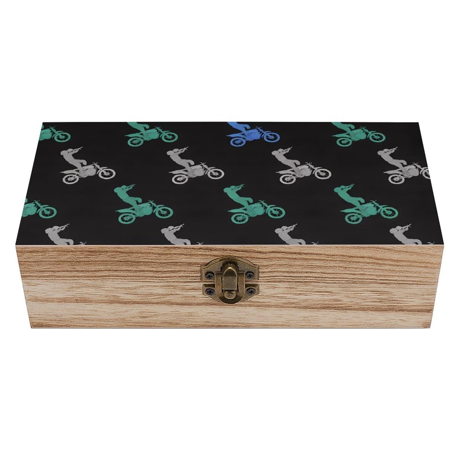 HLBSDM Man Ride A Motorcycle Wooden Storage Box