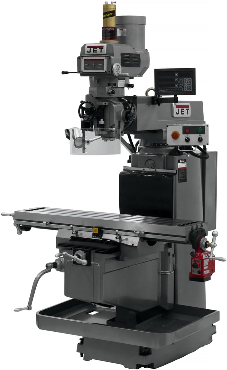 JET Variable-Speed Vertical Mill, Newall NMS800 3X (K) DRO, X-Axis Powerfeed, Air Power Drawbar (‎JTM-1254VS)