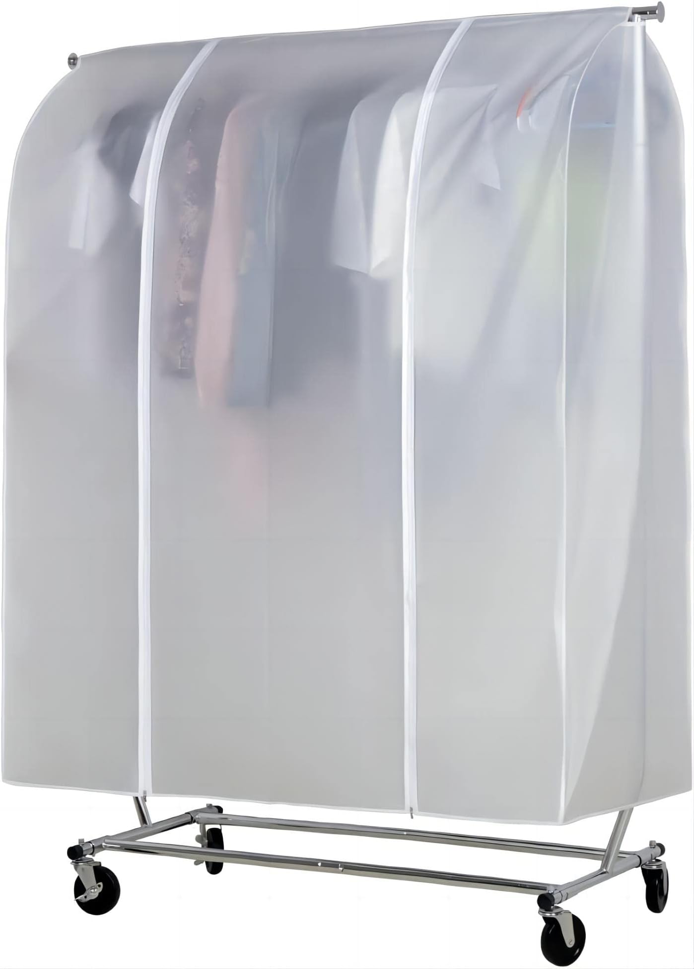 4.5FT Single Transparent Clothes Rail Cover Garment Rail Cover with Strong Double Zip & Document Pocket