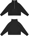 THE GYM PEOPLE Sweat-shirt de coupe à demi-zip avec trou de la pouce pour femme