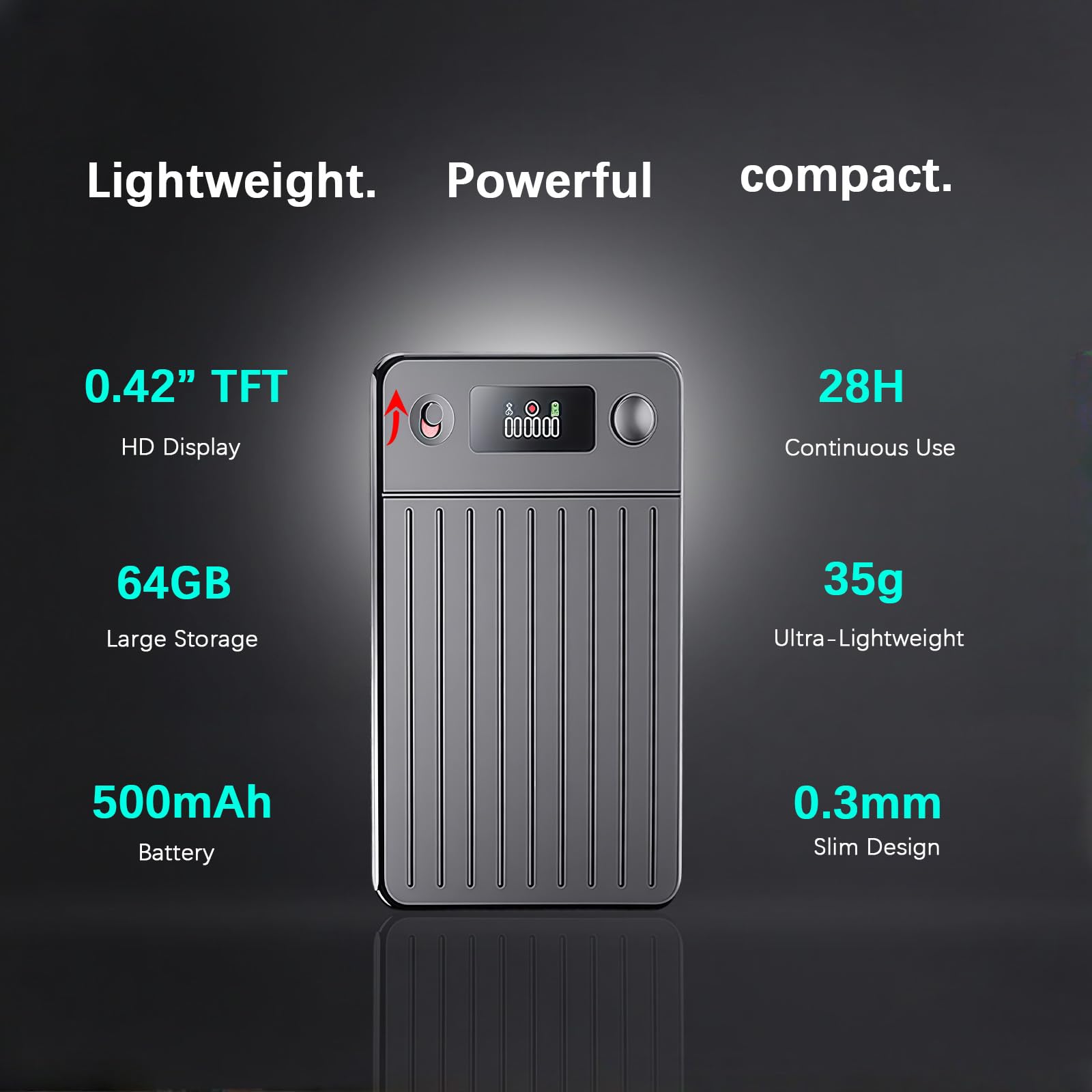 64GB Dictaphone Enregistreur Vocal IA – Transcription et Traduction dans 256 Langues, 1 200 Minutes gratuites par Mois, Double Microphone AI avec réduction du Bruit, écran HD pour Les réunions