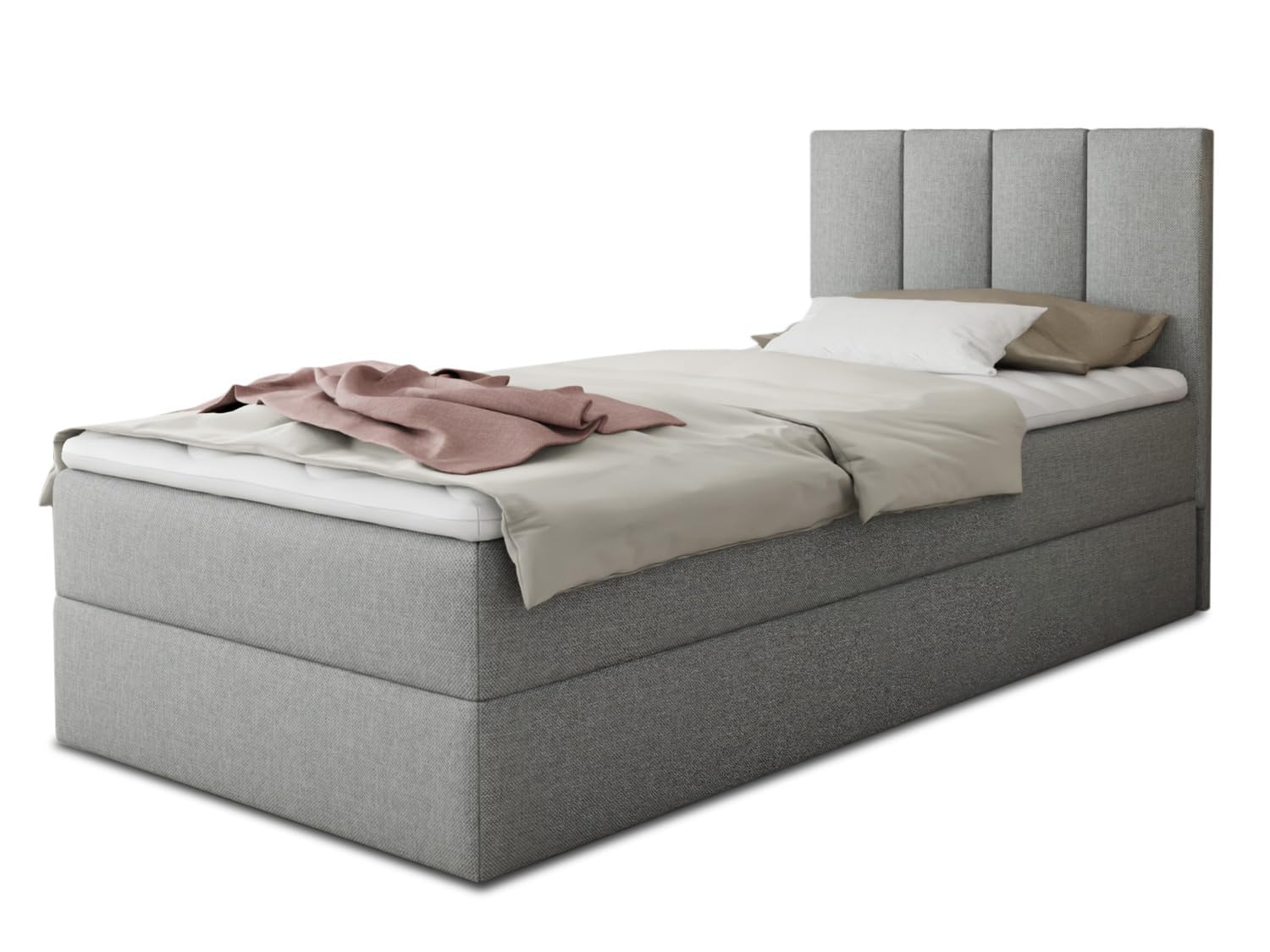 Star Boxspringbett Star Mini - Einzelbett mit Bettkasten, Bonell-Matratze und Topper