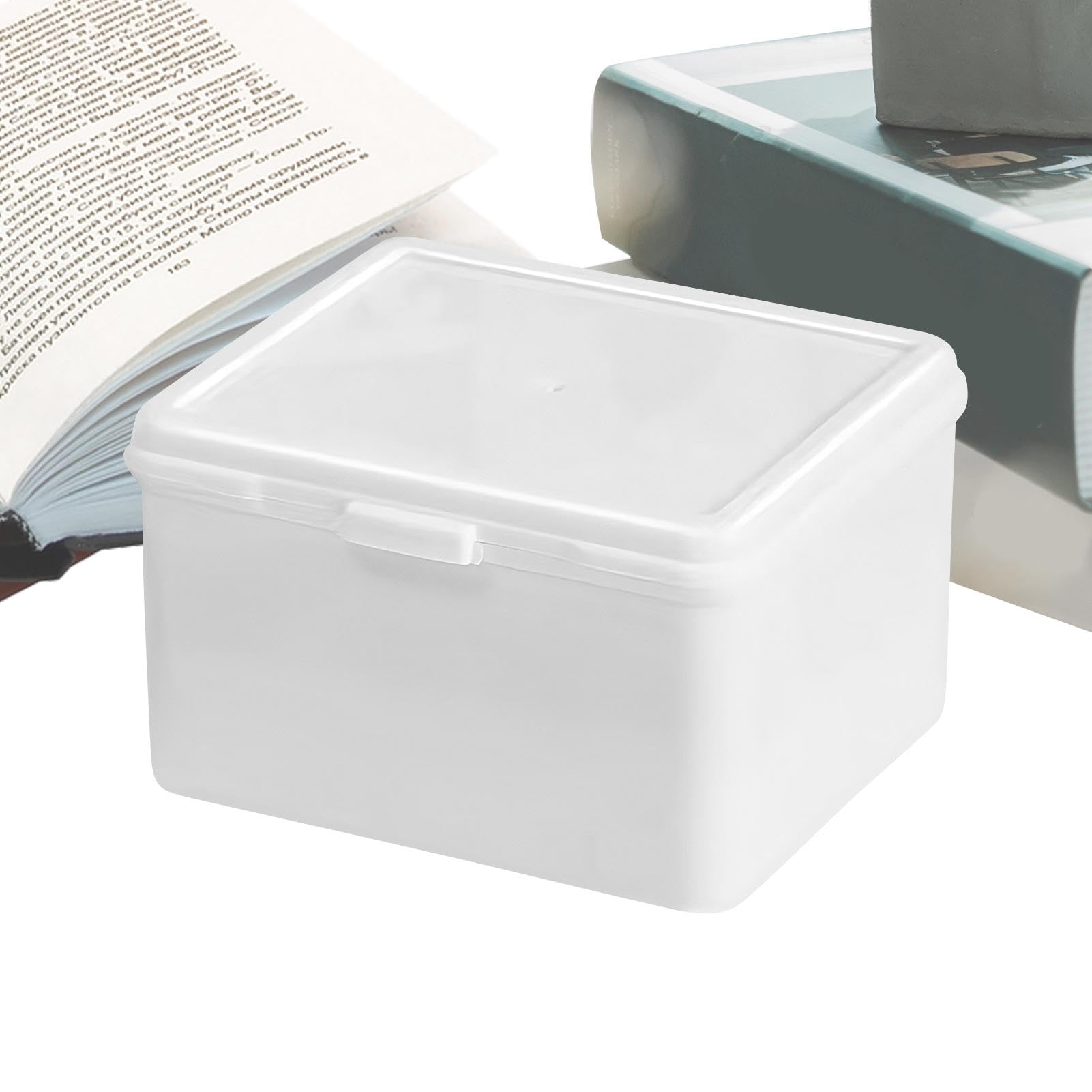 CARD GAME STORAGE BOX - Small box with lid, white collectible case | Multi-purpose organizer for storing sports cards, trading cards, flash cards, craft supplies and more, perfect for home or hobby