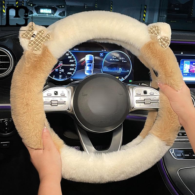 Steering Wheel Cover Adorable Teddy Bear Ear Cozy Universal Fit Adds Fun to Your Car Interior (1)