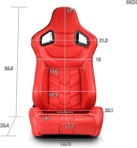 Miniatura 7 de ModifyStreet Pareja de asientos de carreras de coche reclinables de PVC beige puro con deslizadores serie Pure