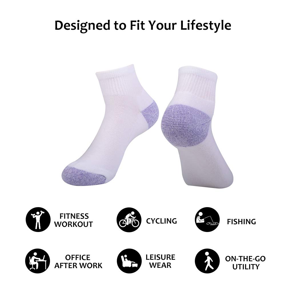 JOYNÉE Calcetines de tobillo para mujer, corte bajo, atléticos, para correr, con cojín, para deportes y uso casual, paquete de 6 pares