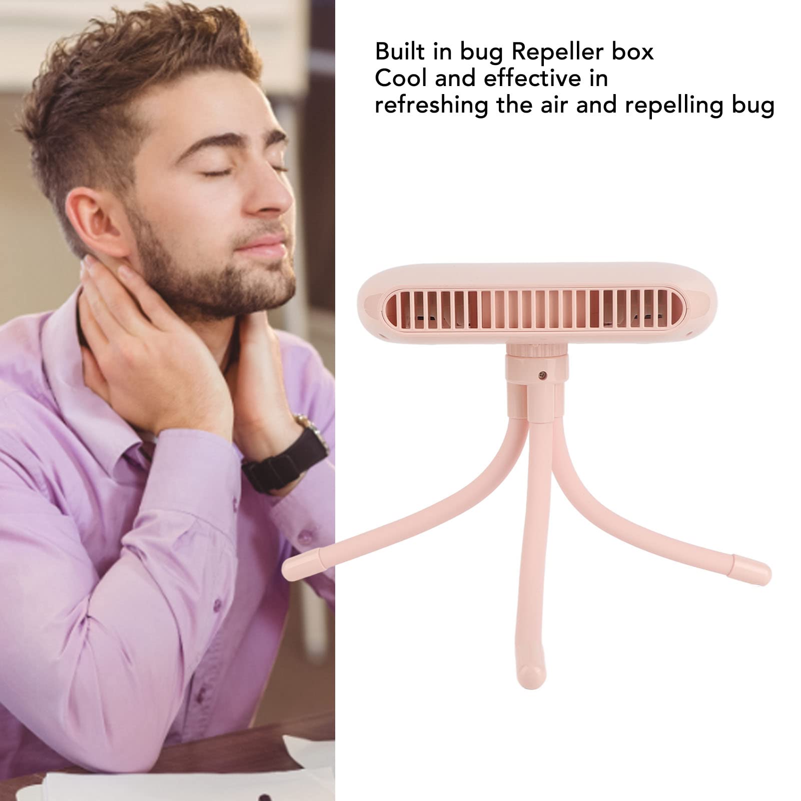 Ventilador para Cochecito sin Aspas, Ventilador Portátil para bebé, Miniventilador de Mano, de Pulpo Silencioso Recargable por USB de 4 Velocidades con Caja Repelente