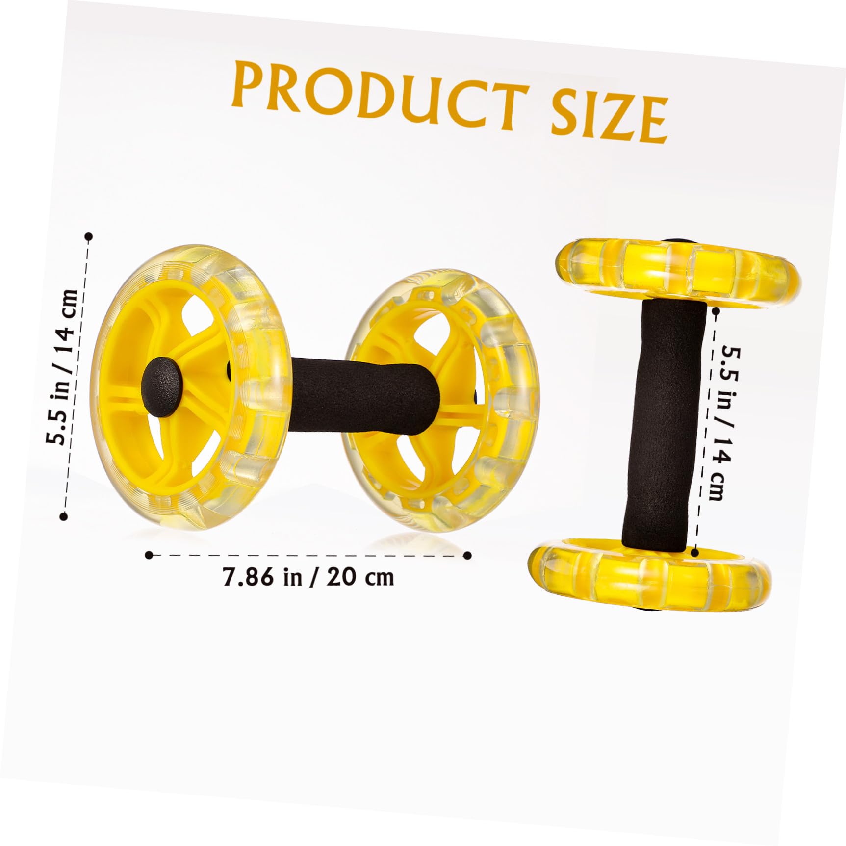 Rueda de Fitness Abdominal Doble Amarilla con Agarre Antideslizante para Hombre y Mujer Equipo Abdominal para Ejercicio Casa Aparato Gimnasio Portátil para Tonificar Músculos y