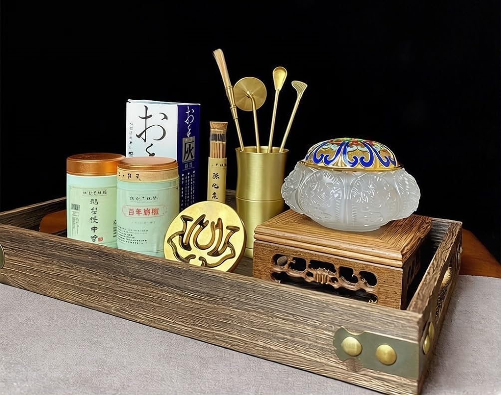 Incense Burner Kit Chinese Incense Burner kit with Powder, Copper Agarwood Incense Burner Kit Incense Powder Burner Kit, Incense Burner Set (#A-26 pcs)
