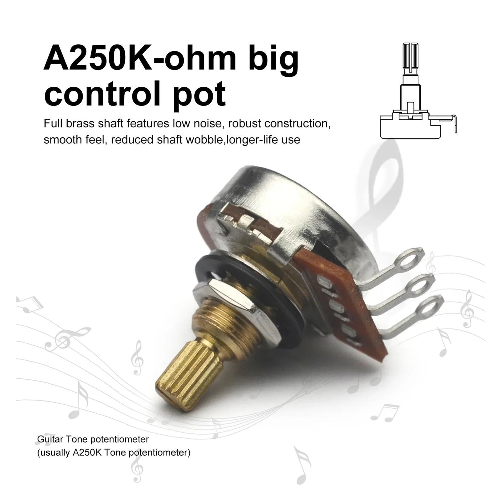 Kit de cableado de guitarra profesional con potenciómetro de 250 K