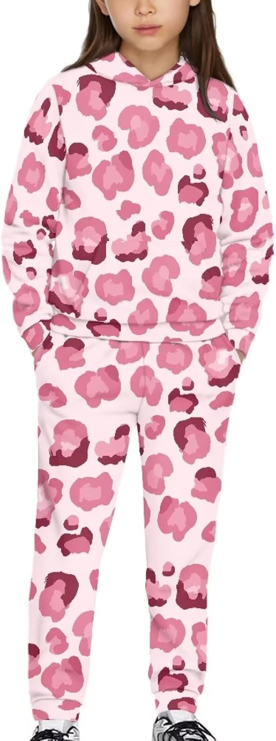 Sweatsuit Sets Cozy Crew Tracksuit for 5-14T Kids 2-Piece Fleece Set with Hoodie & Joggers Matching Outfits