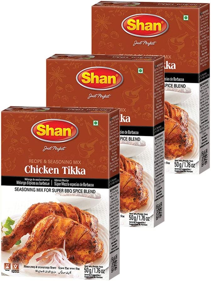 Chicken Tikka Recipe and Seasoning Mix 1.76 oz (50g) - Spice Powder for Super BBQ Spice Blends - Suitable for Vegetarians - Airtight Bag in a Box (Pack of 3)