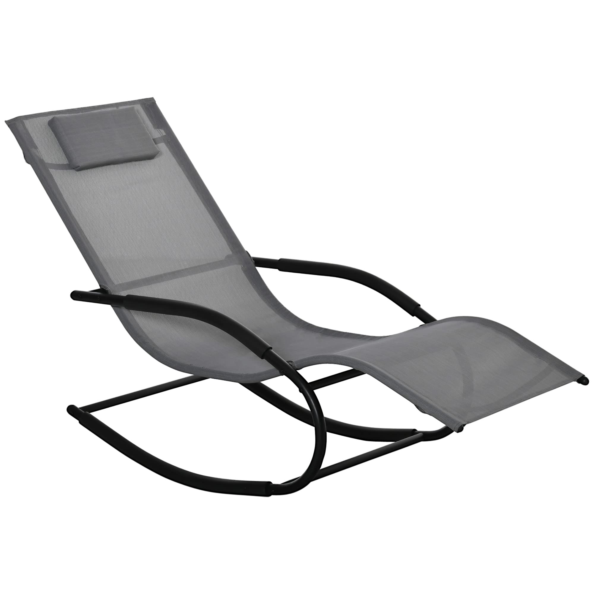 Outsunny Sdraio a Dondolo Gravità Zero per Esterno e Interno, Sdraio Relax in Metallo e Lettino Ergonomico in Texteline, Grigio