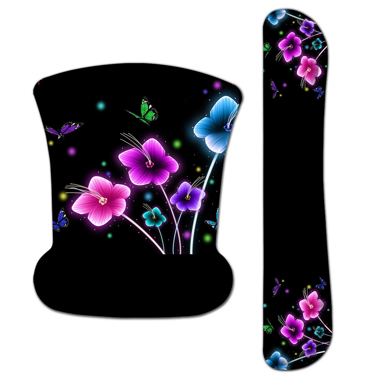 HAPLIVES Ergonomic Keyboard Wrist Rest Pad and Mouse Pad Wrist Support Set with Non-Slip Backing Memory Form-Filled, Easy-Typing and Pain Relief for Gaming Office Computer Laptop (Flowers)