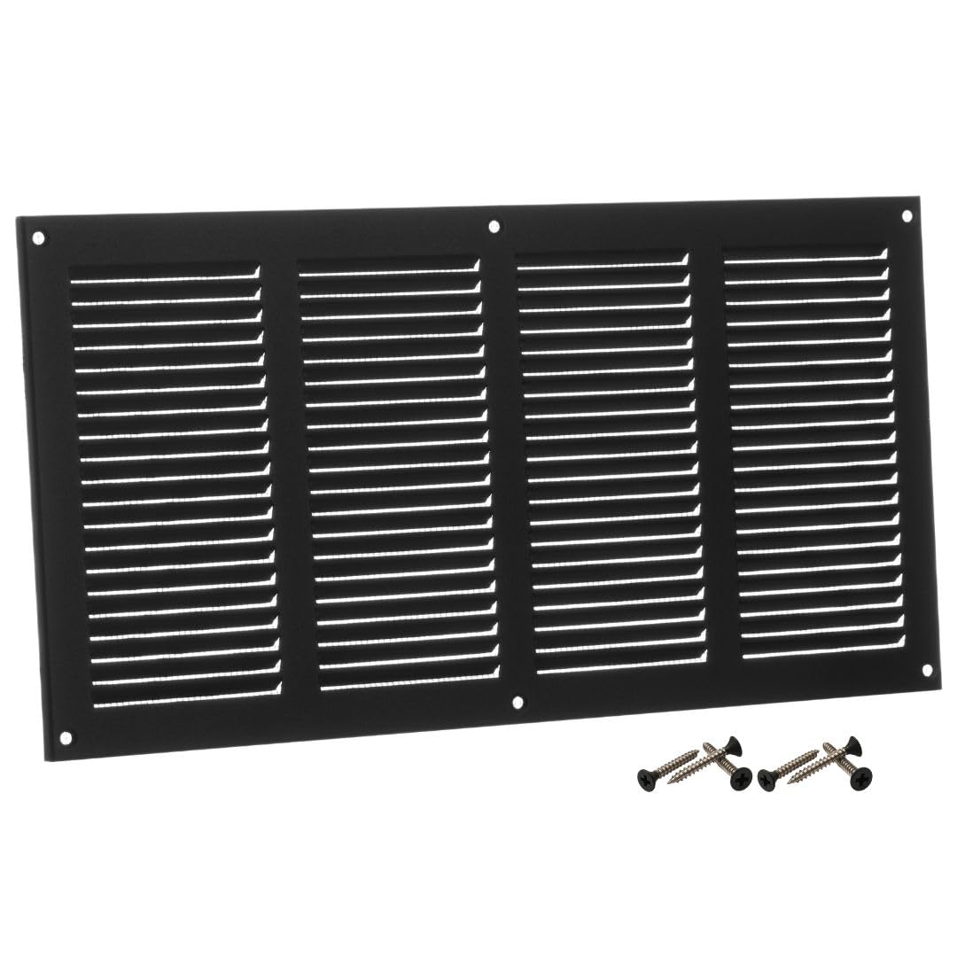 Steinberg14 Anthracite 400x200mm Metal Air Vent Cover with Insect Mesh - 16x8 inch Ventilation Grille - Air Vent Register for Walls and Ceilings - Ventilation Cover for Outdoor and Indoor