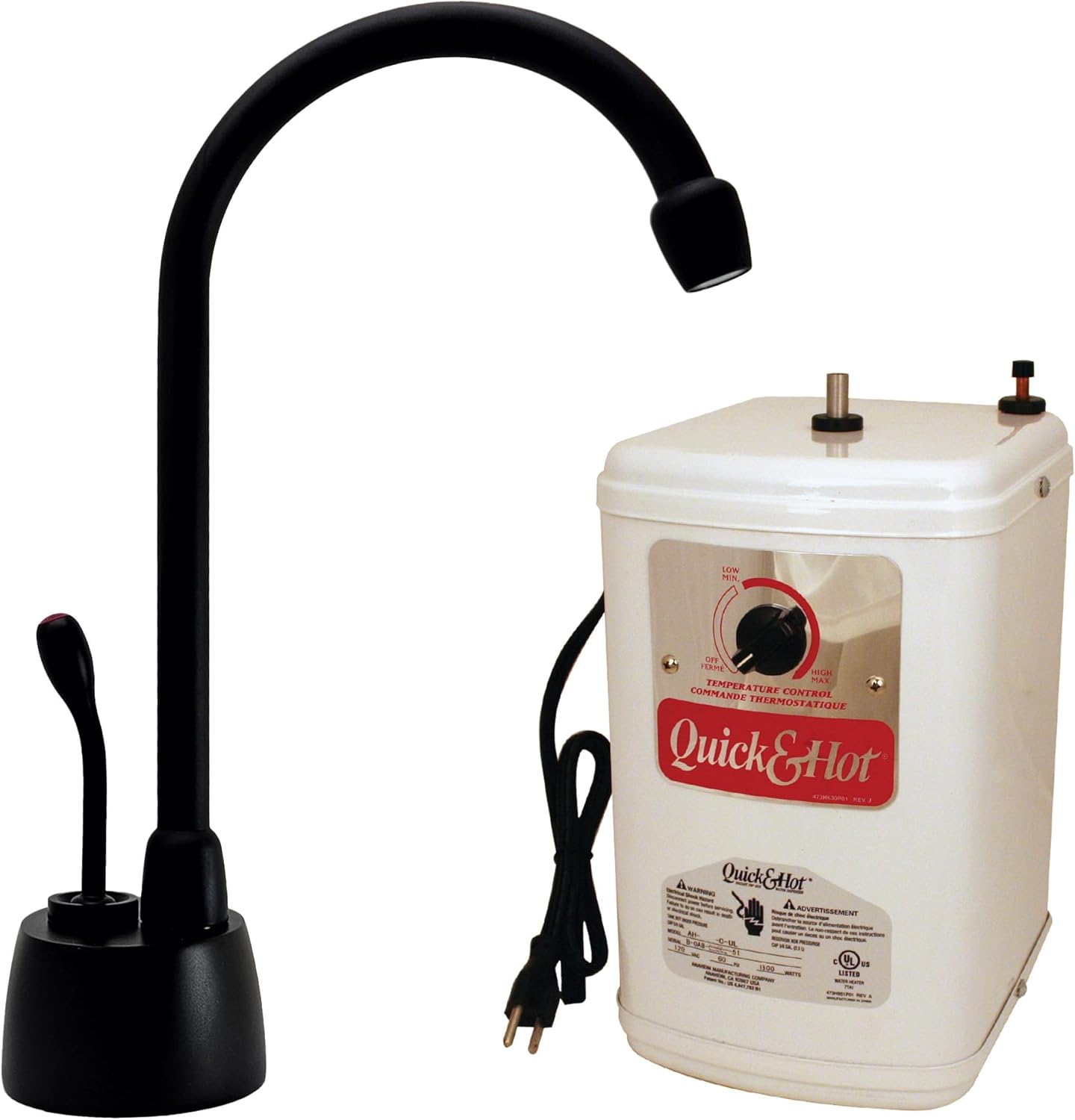 Westbrass A271H-62 Velosah 9" 1-Handle Hot Water Dispenser Faucet with Thermostatic Hot Water Tank, Matte Black