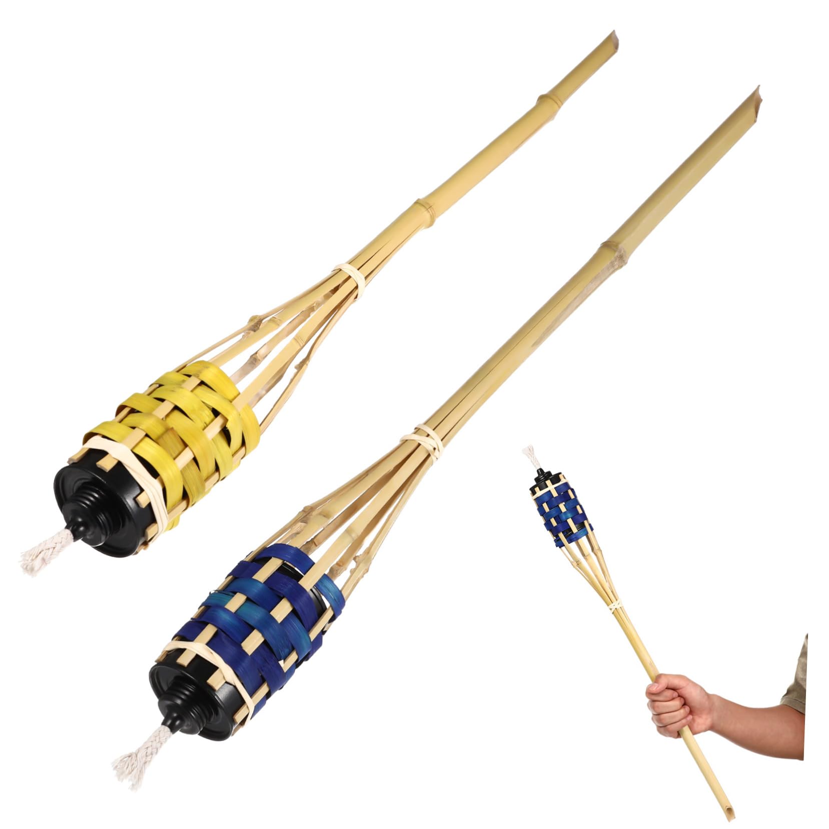 2Pcs Handheld Torch lamp Landscape Pathway Torch Outdoor Garden Light Tropical Decor Flame Lighting Camping Lights Garden Torch lamp 1 Bamboo Garden Lights Manual