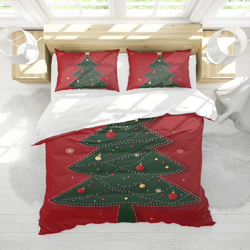 Housse de couette Noël cosy rouge et verte pour chambre parentale