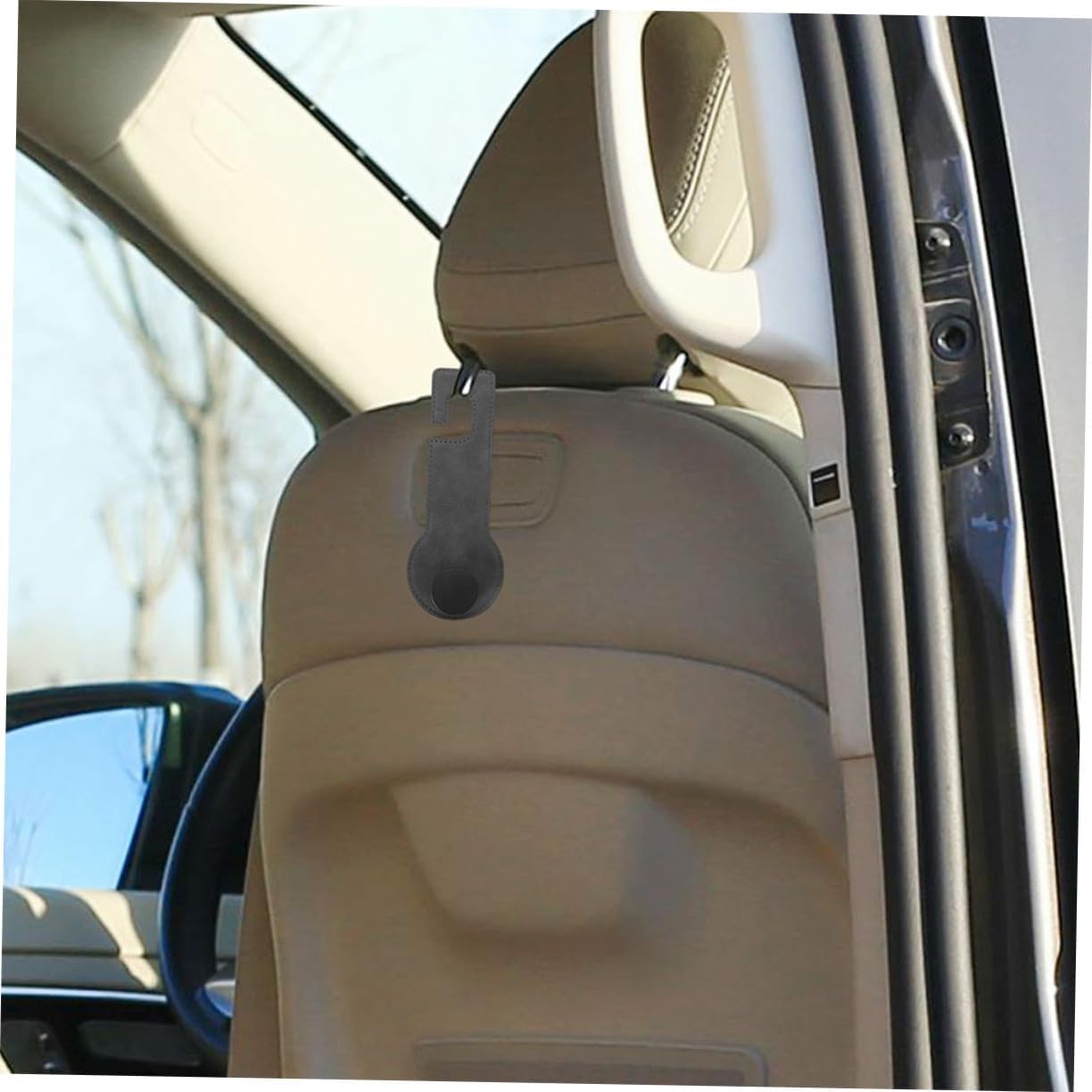 Alipis 1pair Car Seat Headrest Hooks for Organizing Handbags and Purses Pu Material Storage Hanger Design for Backseat Use Gray image 4