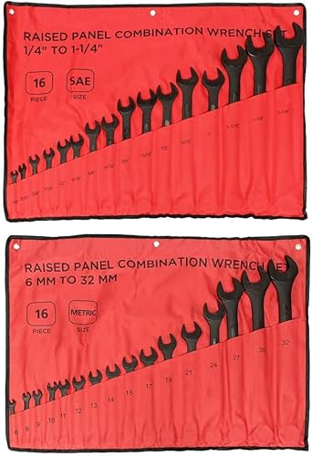 Miniatura 1 de Juego de llaves métricas y estándar - Juego de llaves combinadas de 32 piezas métricas y SAE