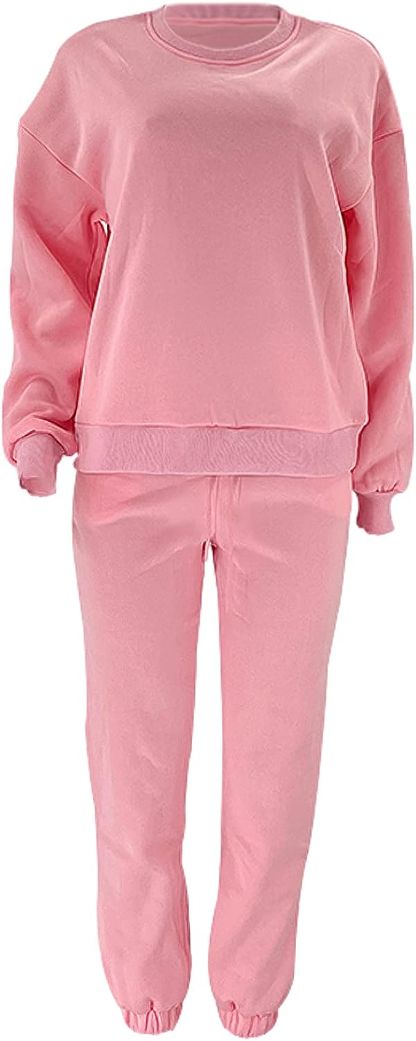 Women's Pullover Tracksuit Fleece Sweatshirt Jogging Pants 2 Pieces Sweatsuits - Image 3
