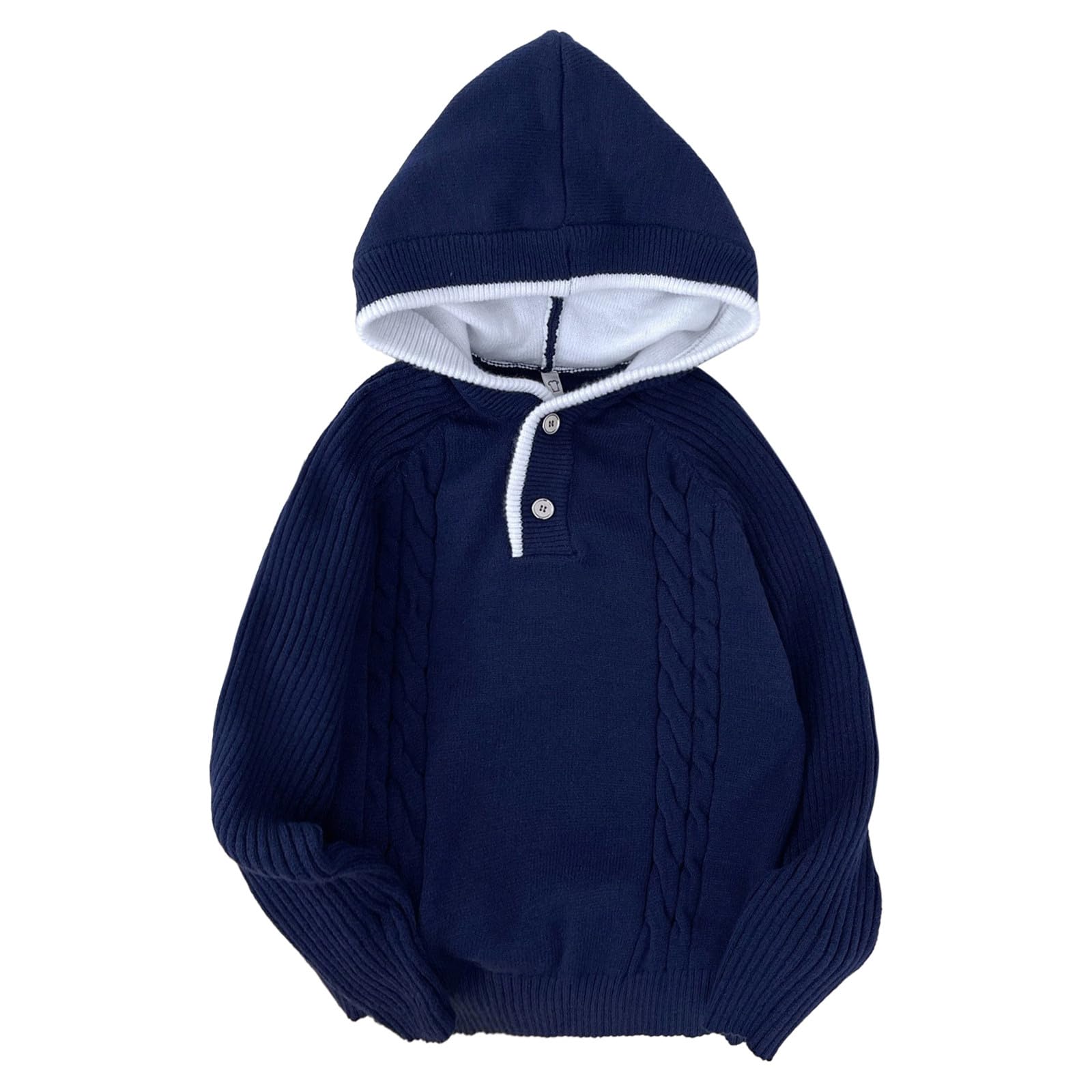 Maglione Uomo Invernale Lana Con Cappuccio Bottoni A Treccia Oversize