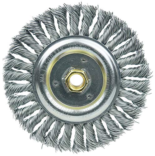 Image of Weiler 79804 6 inch Dually Filler Pass Weld Cleaning Brush, .023 inch Steel Wire Fill,5 /8 inch-11 UNC Double-Hex Nut, Made in the USA (Pack of 5)