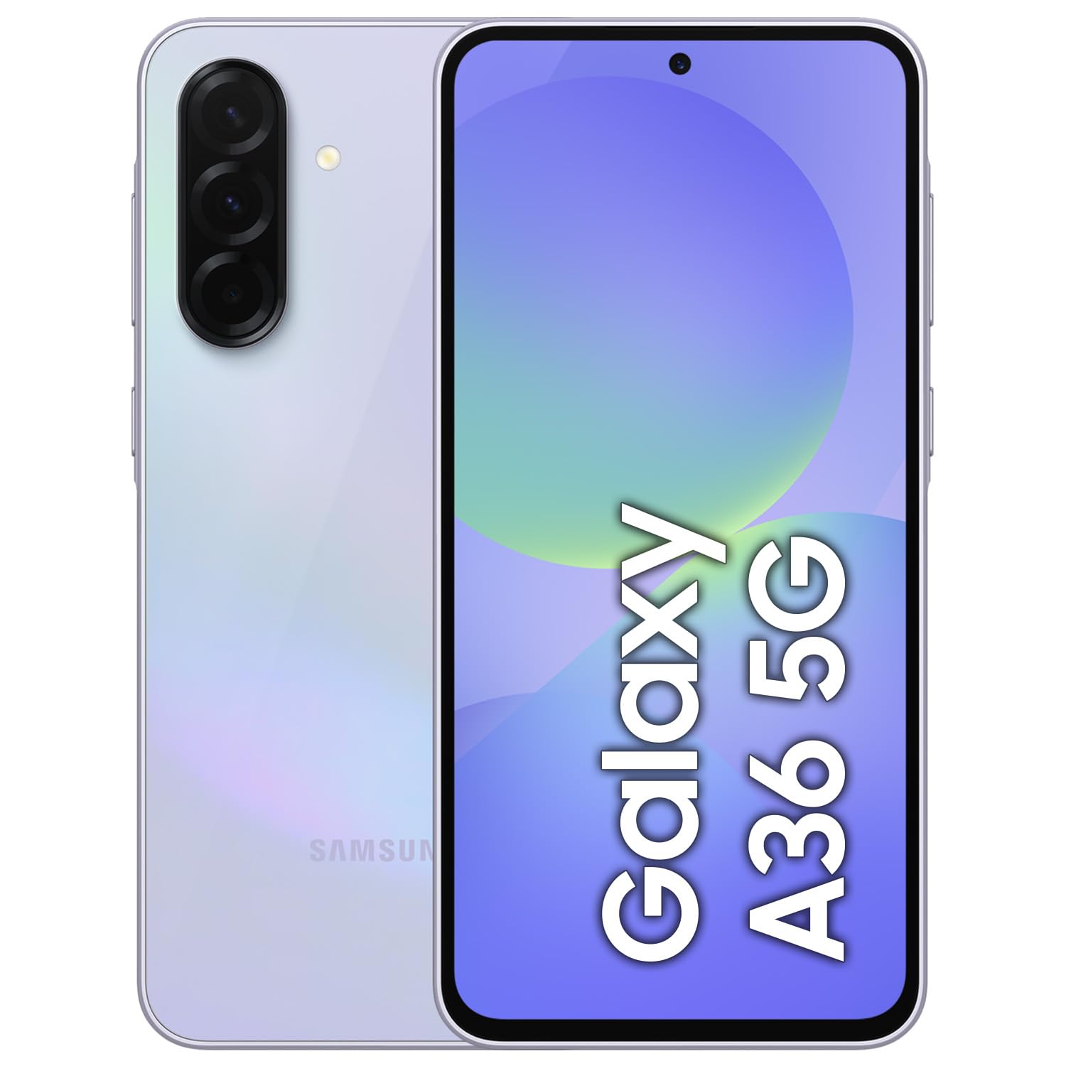 SAMSUNG Galaxy A36 5G A Series telefon komórkowy, niesamowita inteligencja, wyświetlacz 16,7 cala, długa żywotność baterii, super szybkie ładowanie, 128 GB pamięci, lawendowy