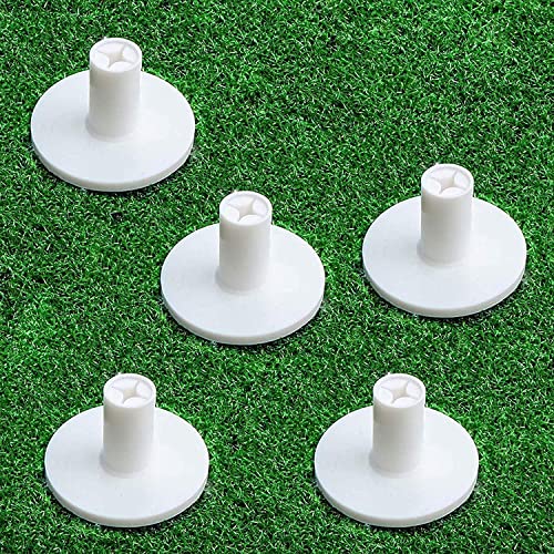 FINGER TEN Golf Rubber Tee Driving Range Value 5 Pack All 1.5'' for Indoor Outdoor Practice Mat, Tee Adaptor White Tee Holder Set for Hitting Mats(White 5 Pack All 1.5'')