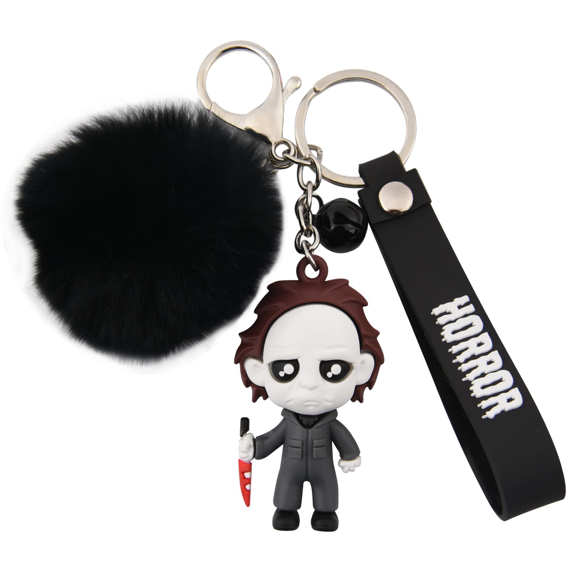 Women Men Halloween Keychain Horror Movie Keychains Small Bell for Party Favor