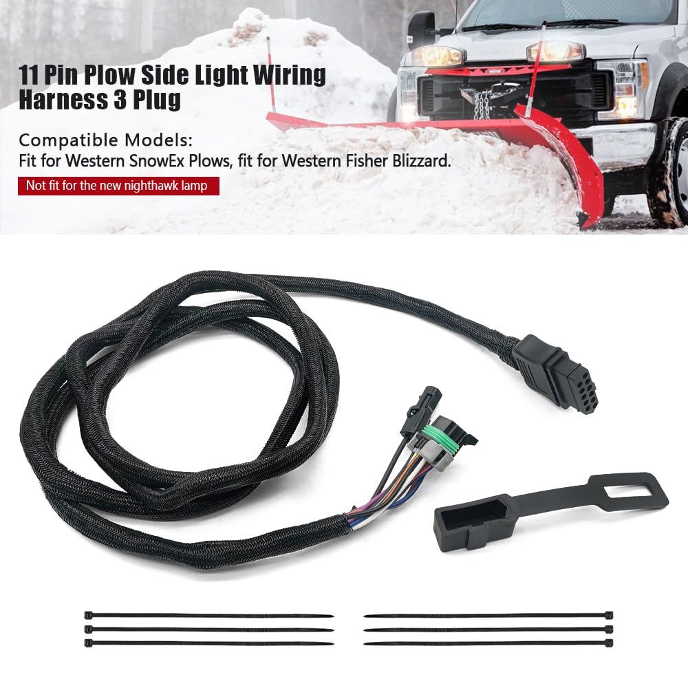 Vehicle Side 11-Pin Light Harness - Replacement For Western 26357 & Fisher 22413 Plow Wiring