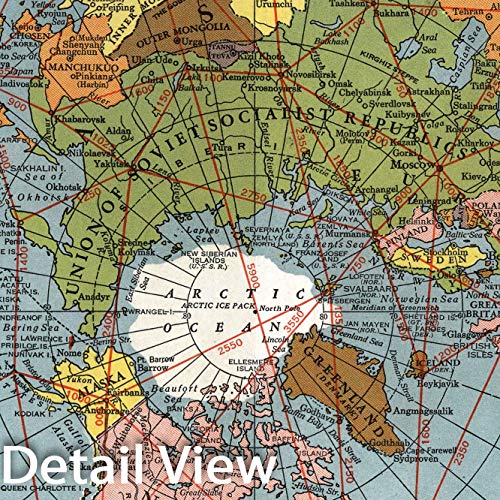 Amazon.com: Historic Map - World Atlas - 1943 Map of The World