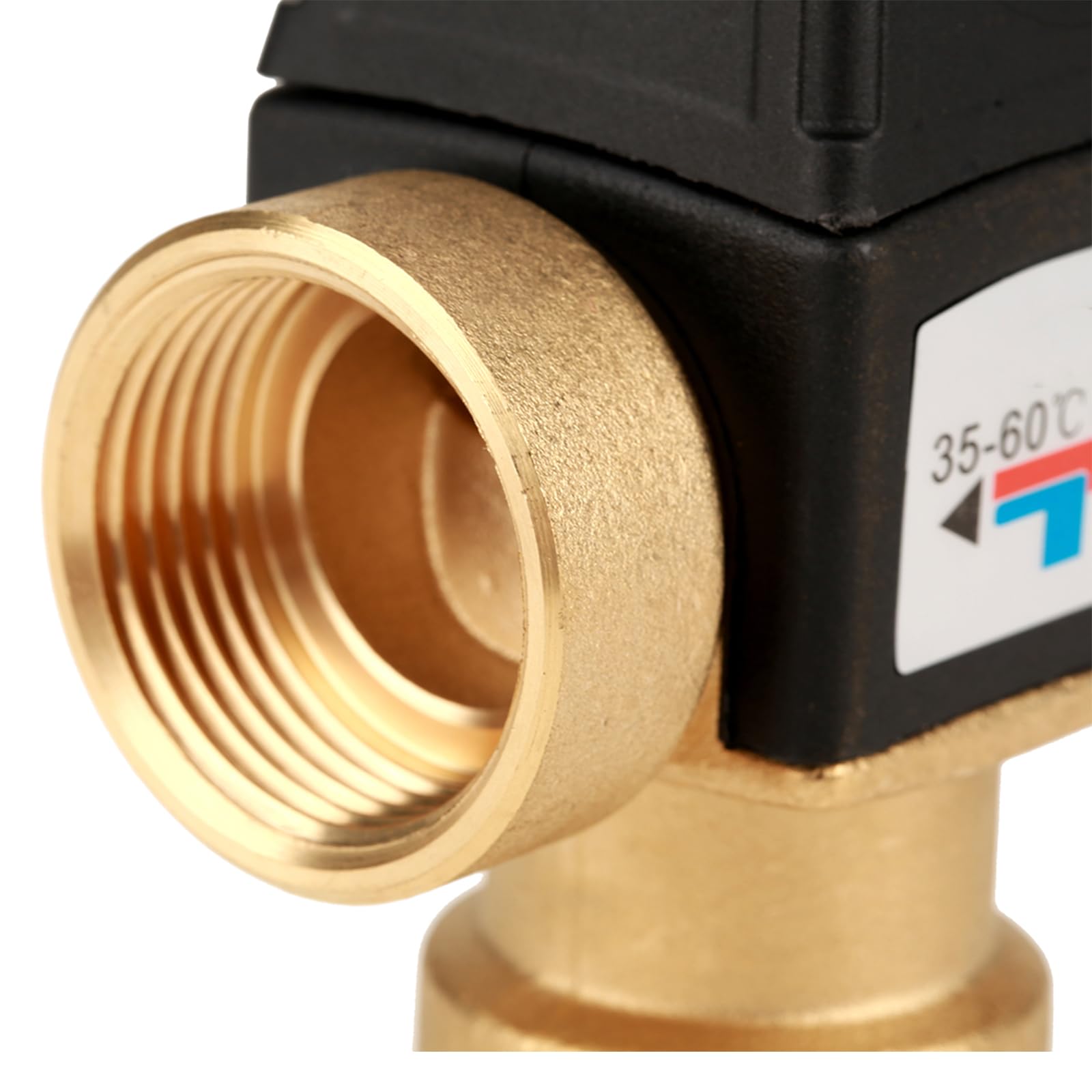 Válvula mezcladora termostática, G 1 pulgada 3 vías mezclador termostático, 35-60 °C mezcladora termostática para sistema de agua caliente sanitaria (rosca interna)